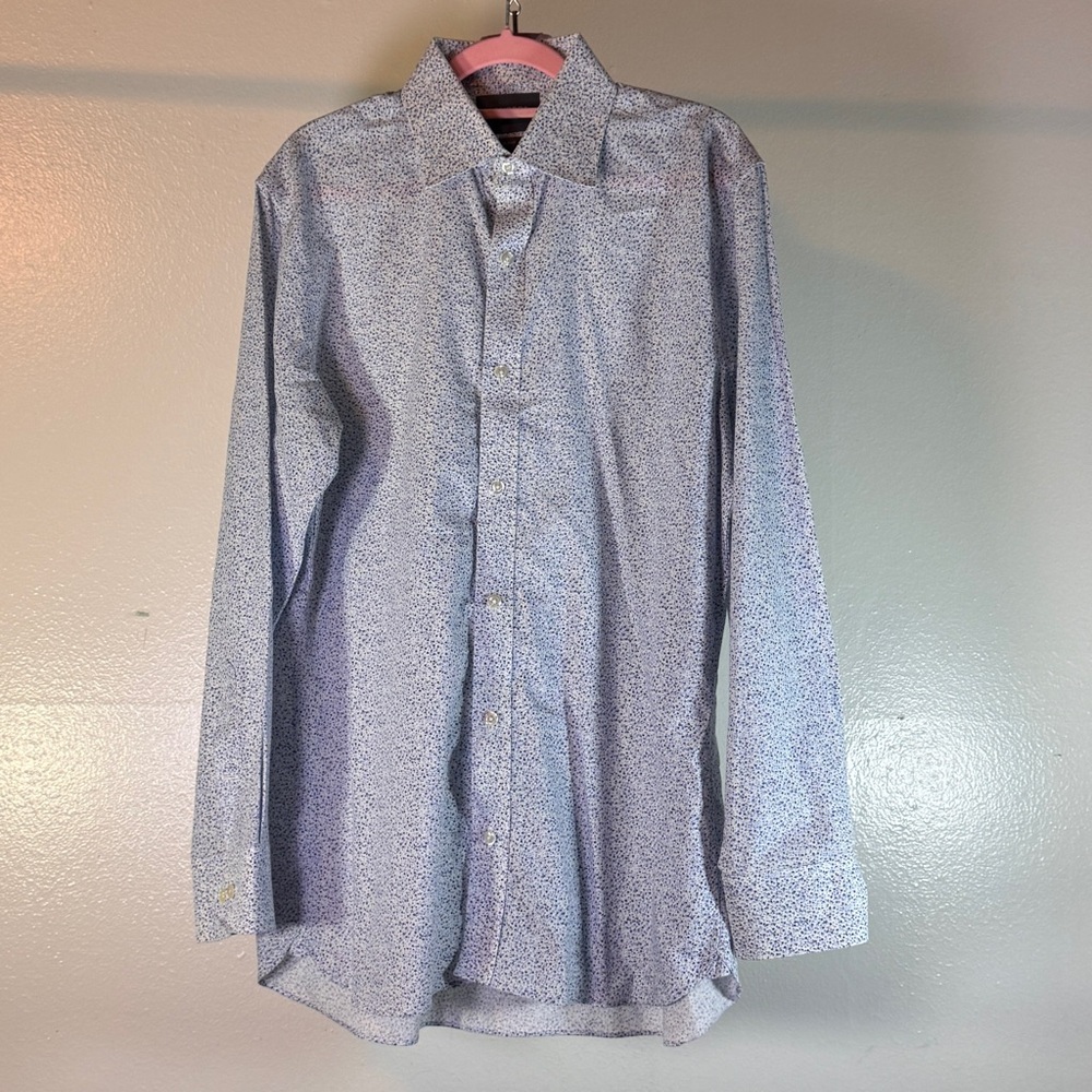 Bonobos Slim Fit Floral Print Dress Shirt Blue/White Men’s 16/34 - Picture 3 of 16